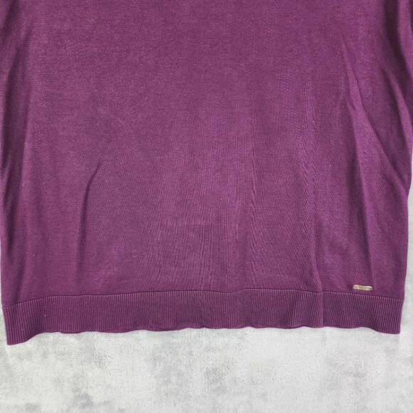 Womens Burgundy Calvin Klein Sweater Mock Neck Long Sleeve Button Detail Size L - Picture 3 of 13